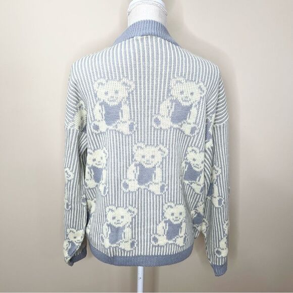 Vintage Adele Knitwear Teddy Bear All Over Print Sweater Medium - Picture 6 of 9